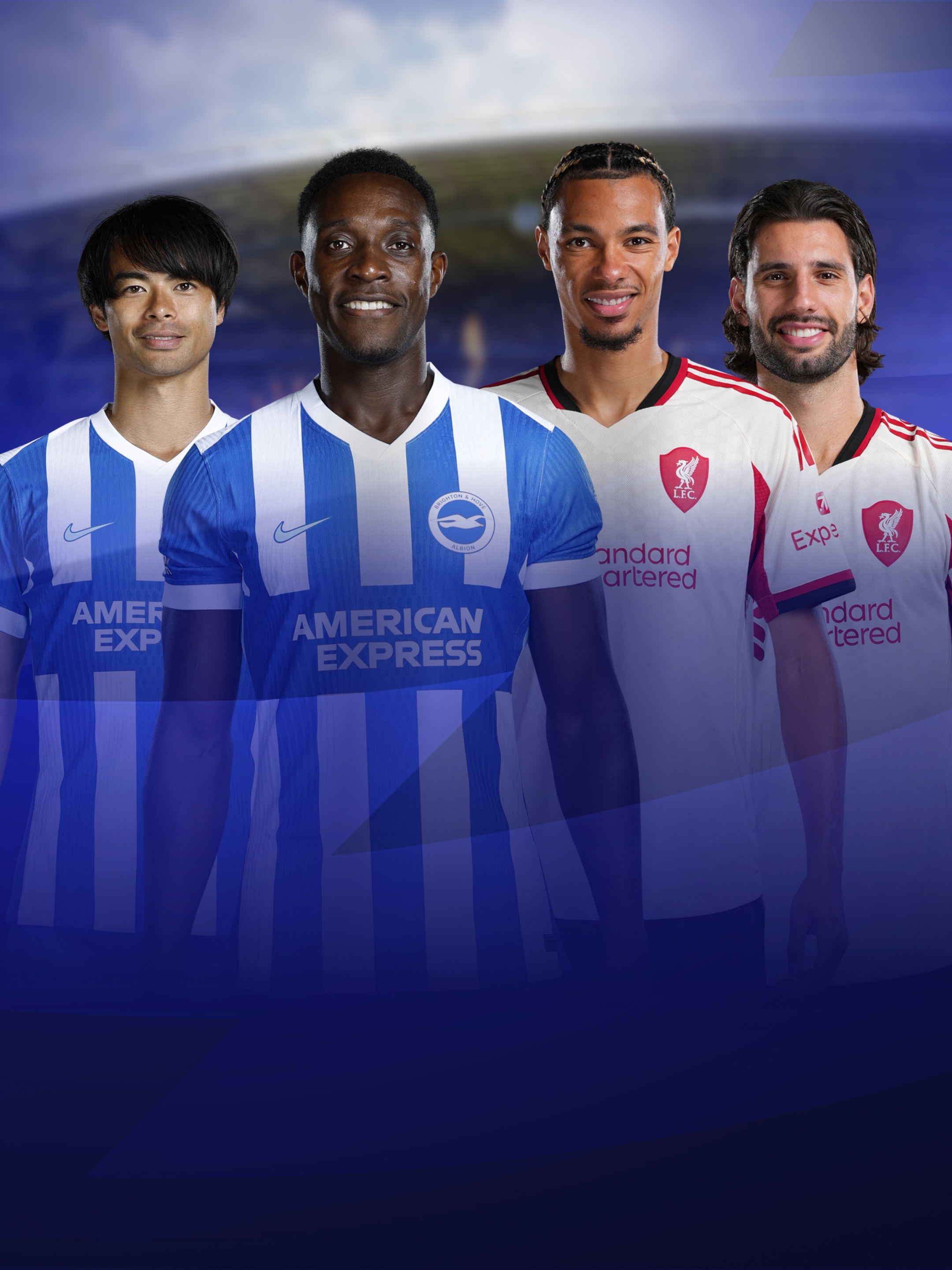 Jeweils zwei Spieler von Brighton & Hove Albion und FC Liverpool